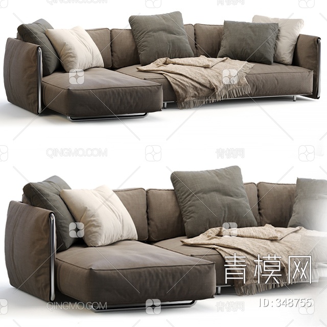 L型多人沙发3D模型下载【ID:348755】
