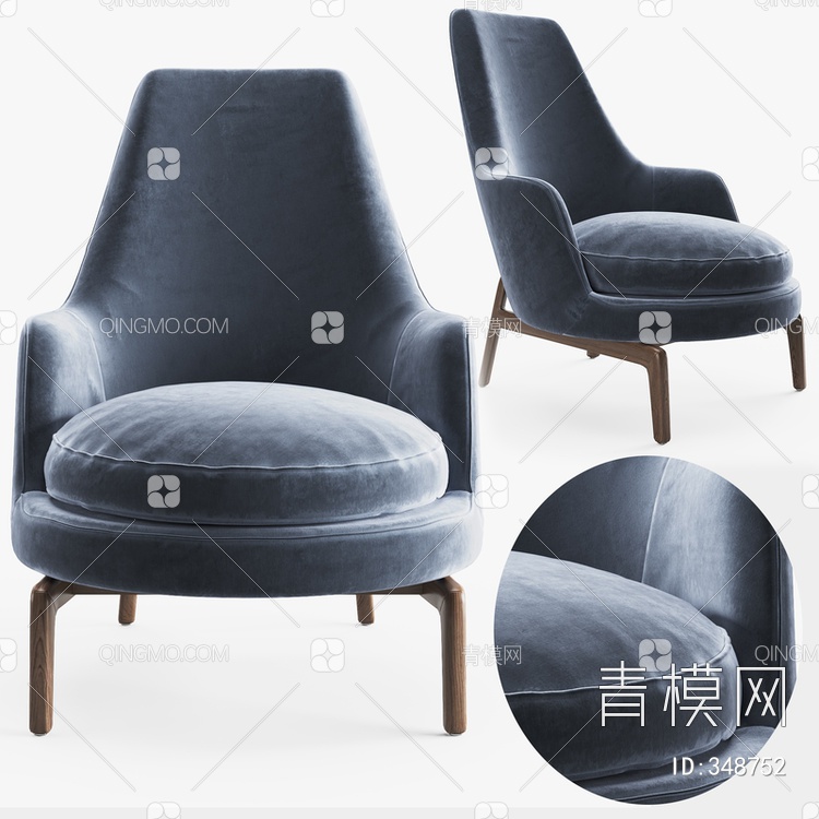 绒布单椅3D模型下载【ID:348752】