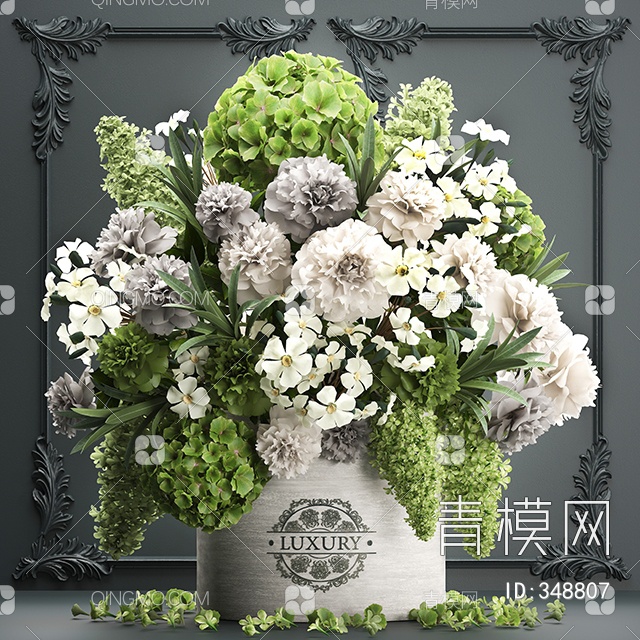 花卉花瓶3D模型下载【ID:348807】