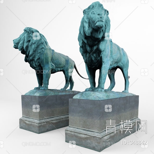 狮子雕塑3D模型下载【ID:348842】