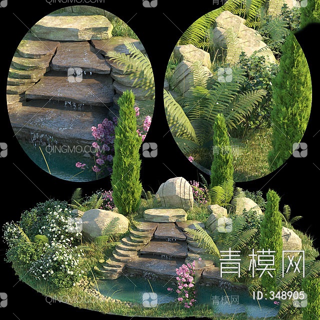 植物假山外景VR3D模型下载【ID:348905】