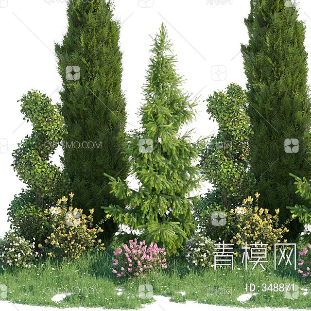 植物花卉组合3D模型下载【ID:348871】