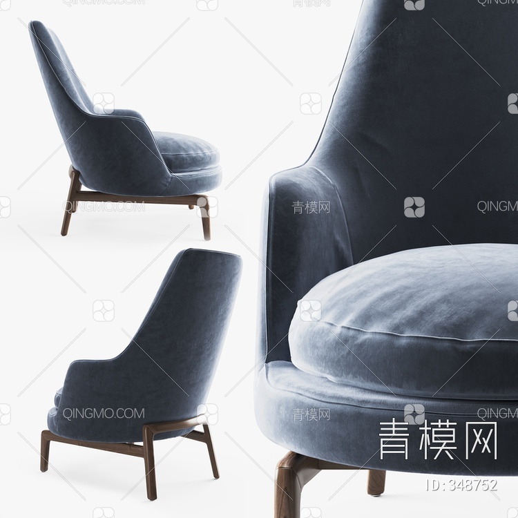 绒布单椅3D模型下载【ID:348752】