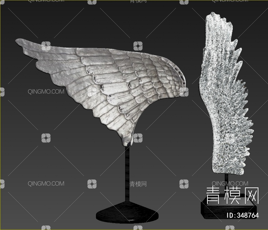 翅膀金属雕塑3D模型下载【ID:348764】