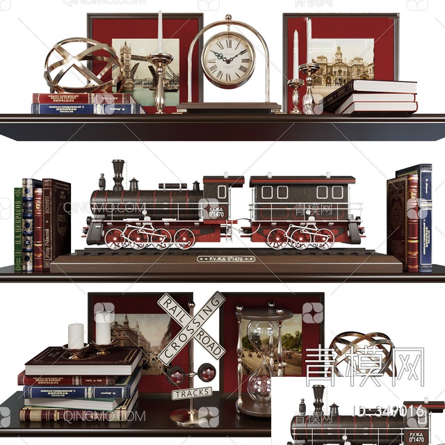 书架饰品摆件3D模型下载【ID:349016】