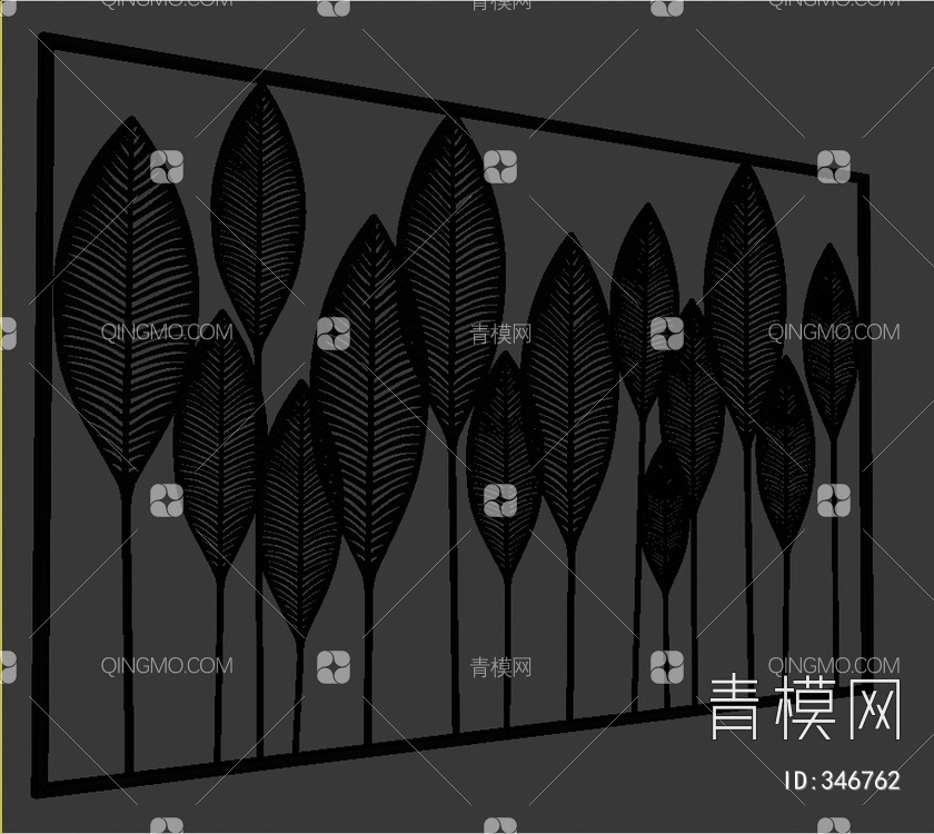 黑色金属剪裁墙艺术3D模型下载【ID:346762】