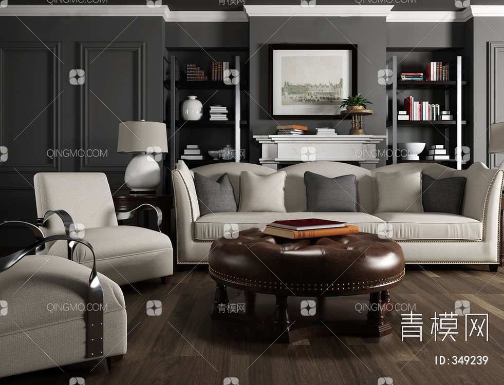客厅沙发椅子3D模型下载【ID:349239】
