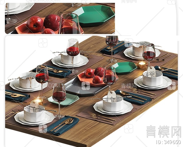 餐具组合3D模型下载【ID:349650】