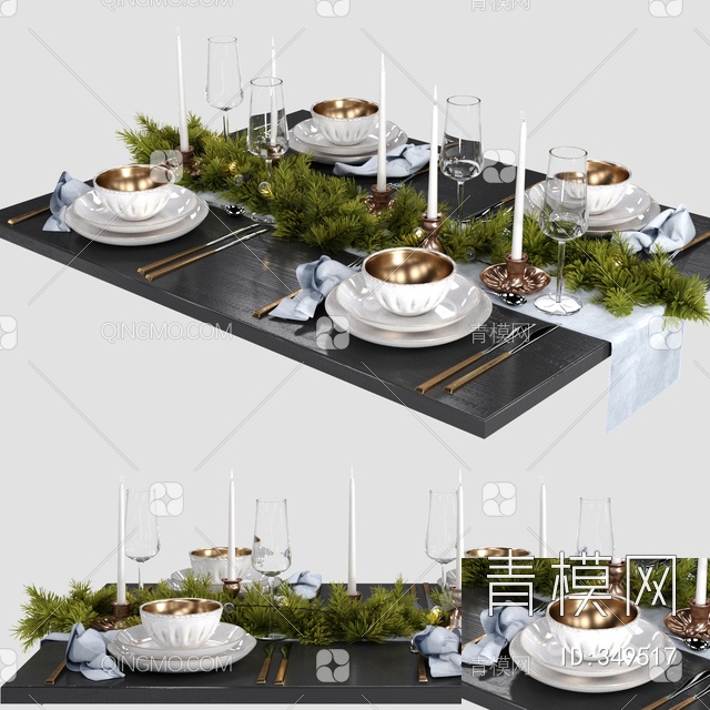 餐具组合3D模型下载【ID:349517】
