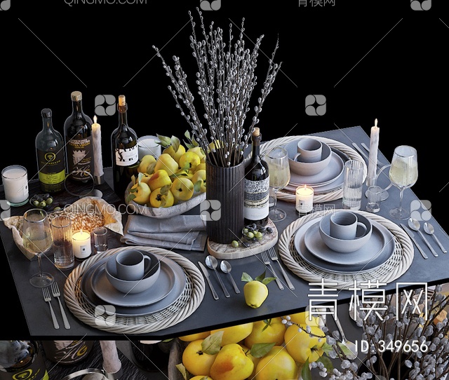 餐具组合3D模型下载【ID:349656】