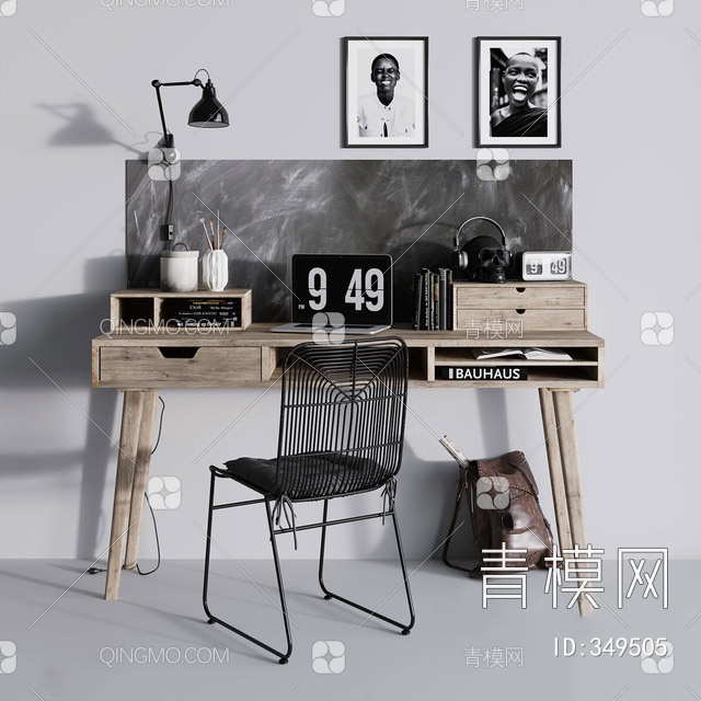 木质书桌椅3D模型下载【ID:349505】