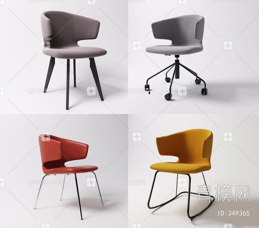 椅子组合3D模型下载【ID:349365】