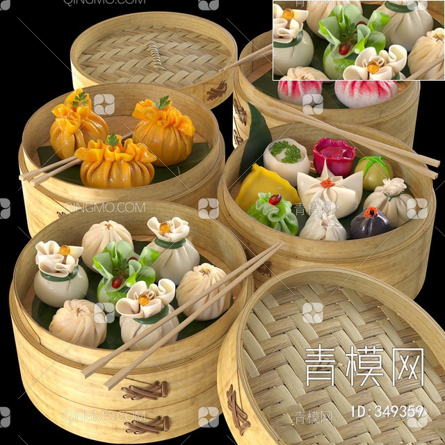 早点烧麦蒸饺食品3D模型下载【ID:349359】
