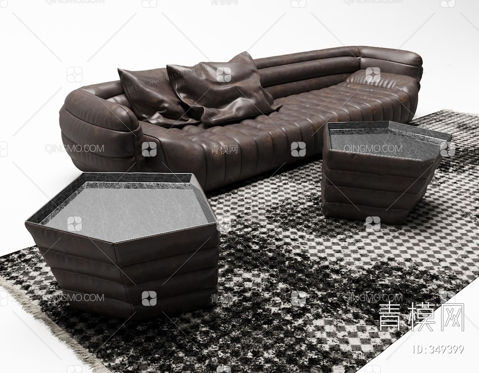 多人沙发茶几地毯3D模型下载【ID:349399】