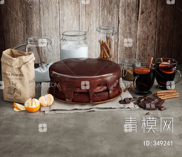 巧克力蛋糕3D模型下载【ID:349241】