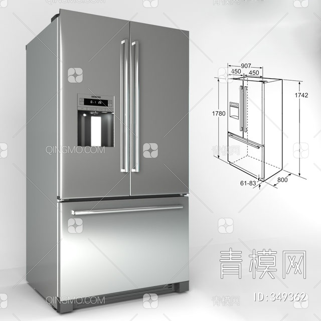 冰箱电器3D模型下载【ID:349362】