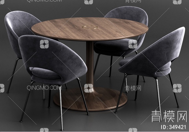 圆形餐桌椅组合3D模型下载【ID:349421】