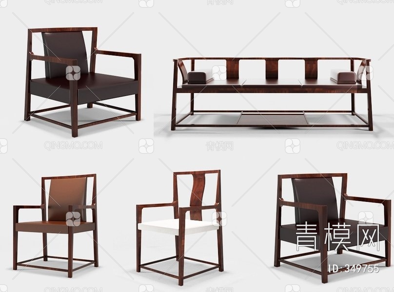 椅子组合3D模型下载【ID:349755】