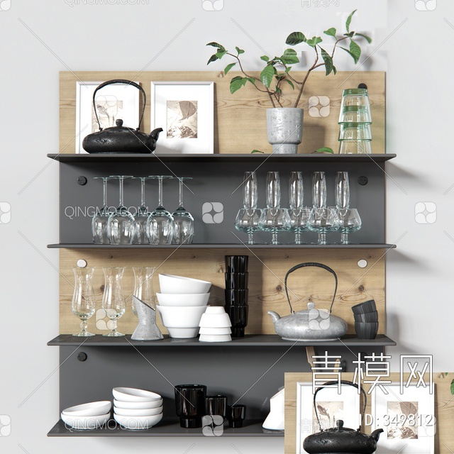 厨房餐具组合3D模型下载【ID:349812】