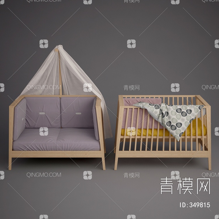 原木婴儿床3D模型下载【ID:349815】