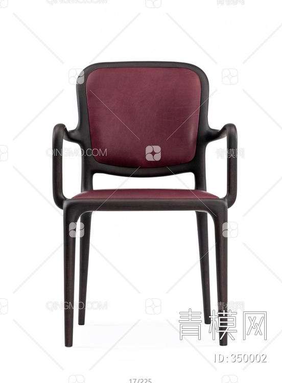 皮革木质扶手椅3D模型下载【ID:350002】