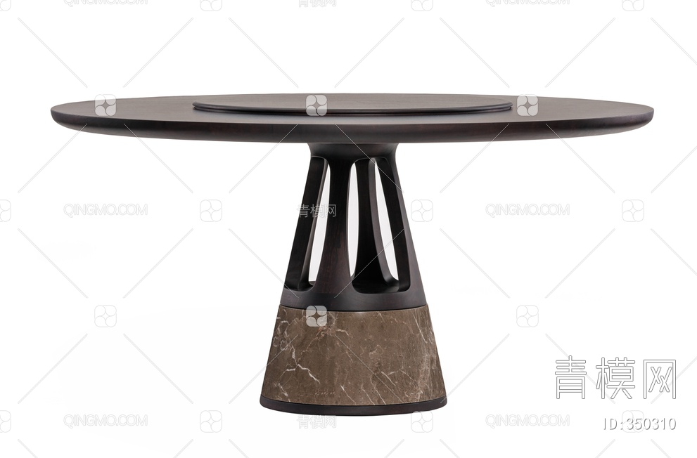 圆形实木餐桌3D模型下载【ID:350310】