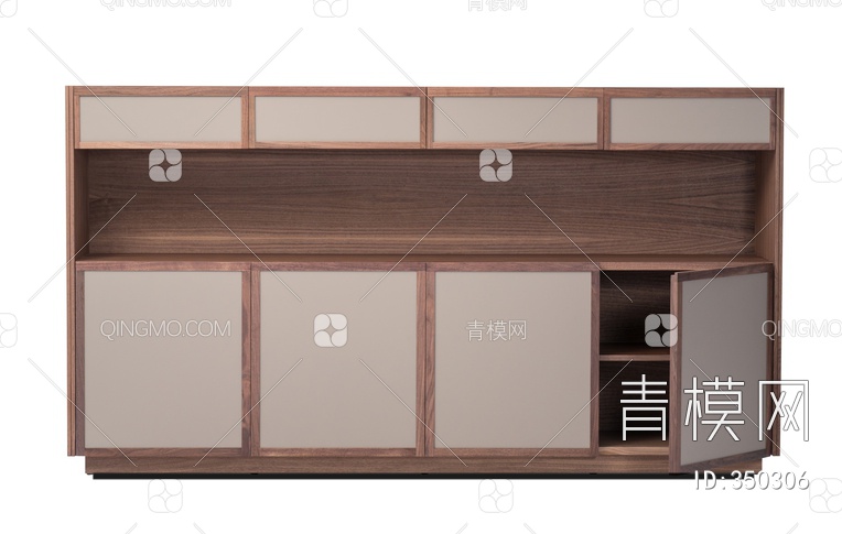 实木餐边柜3D模型下载【ID:350306】