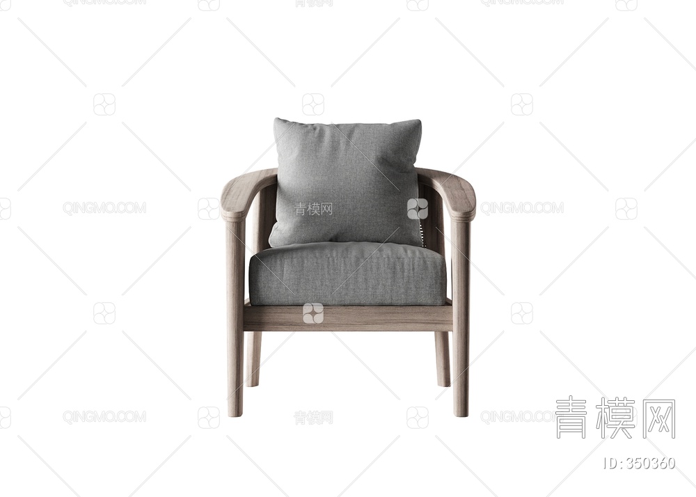 实木扶手单椅3D模型下载【ID:350360】