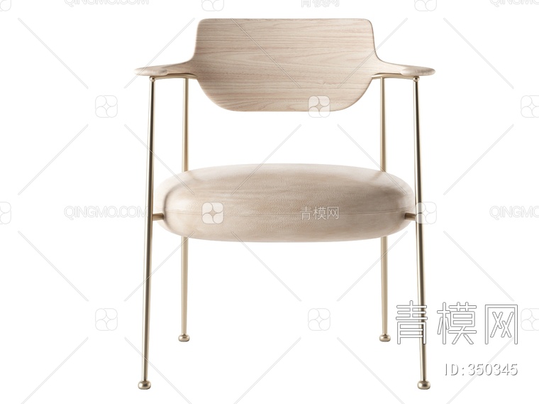 实木单椅3D模型下载【ID:350345】