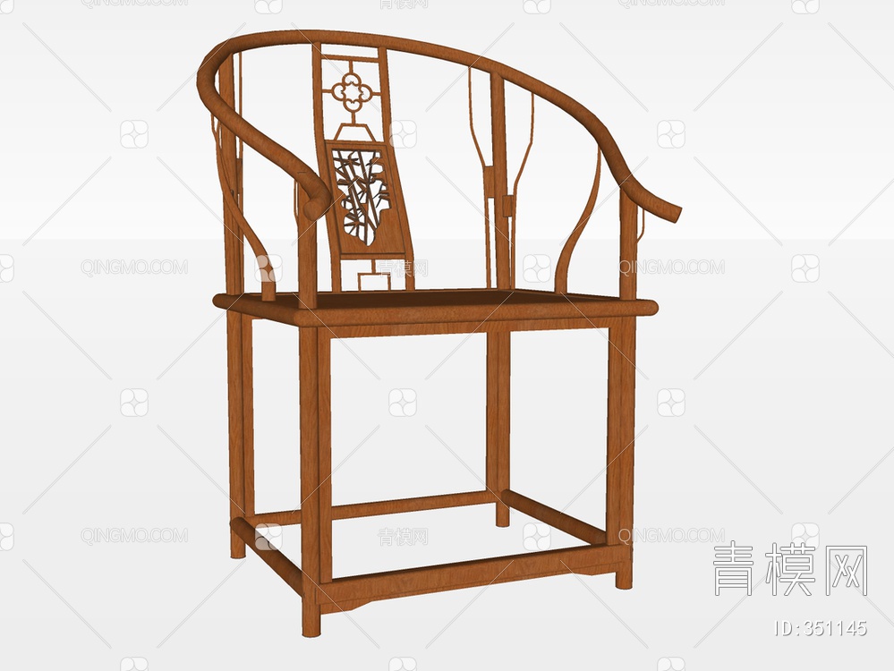 实木圈椅SU模型下载【ID:351145】