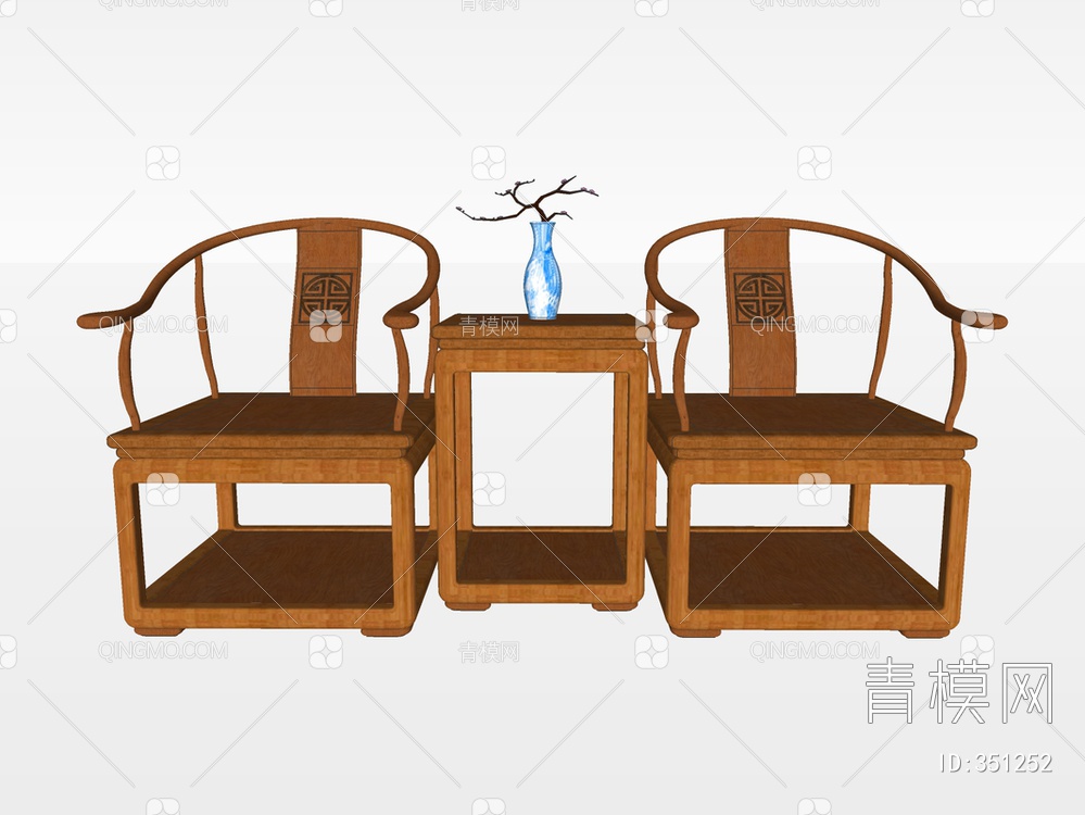 实木圈椅组合SU模型下载【ID:351252】