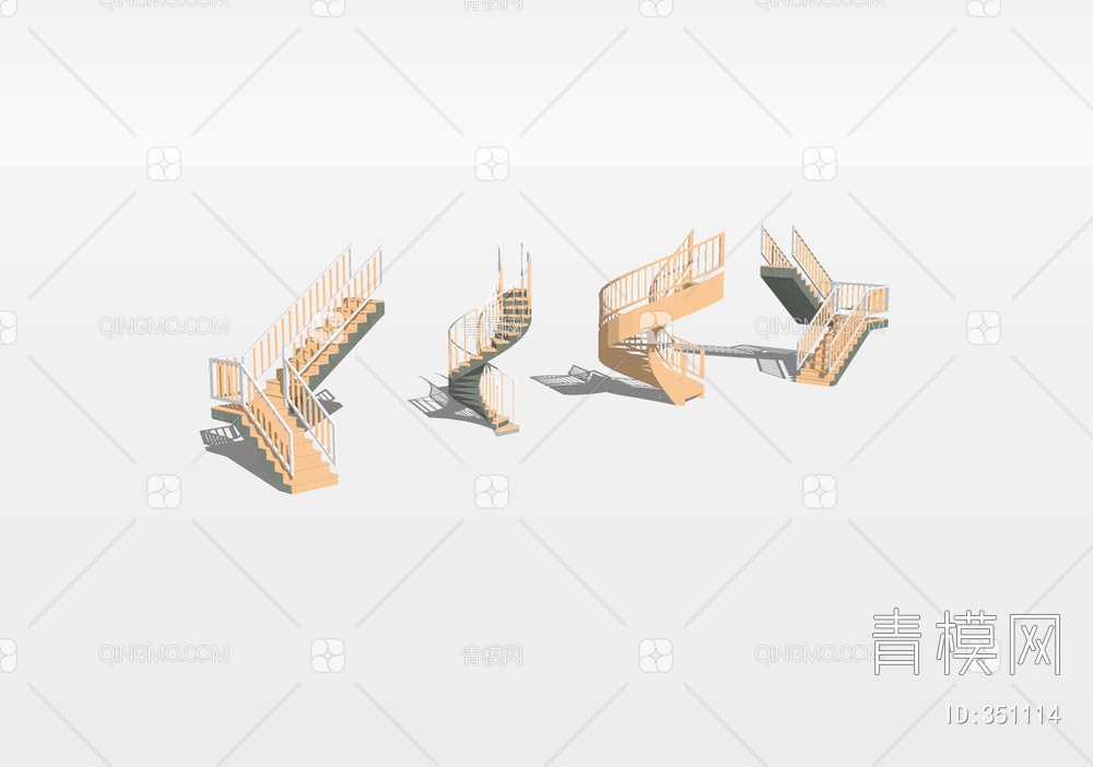 木质楼梯SU模型下载【ID:351114】