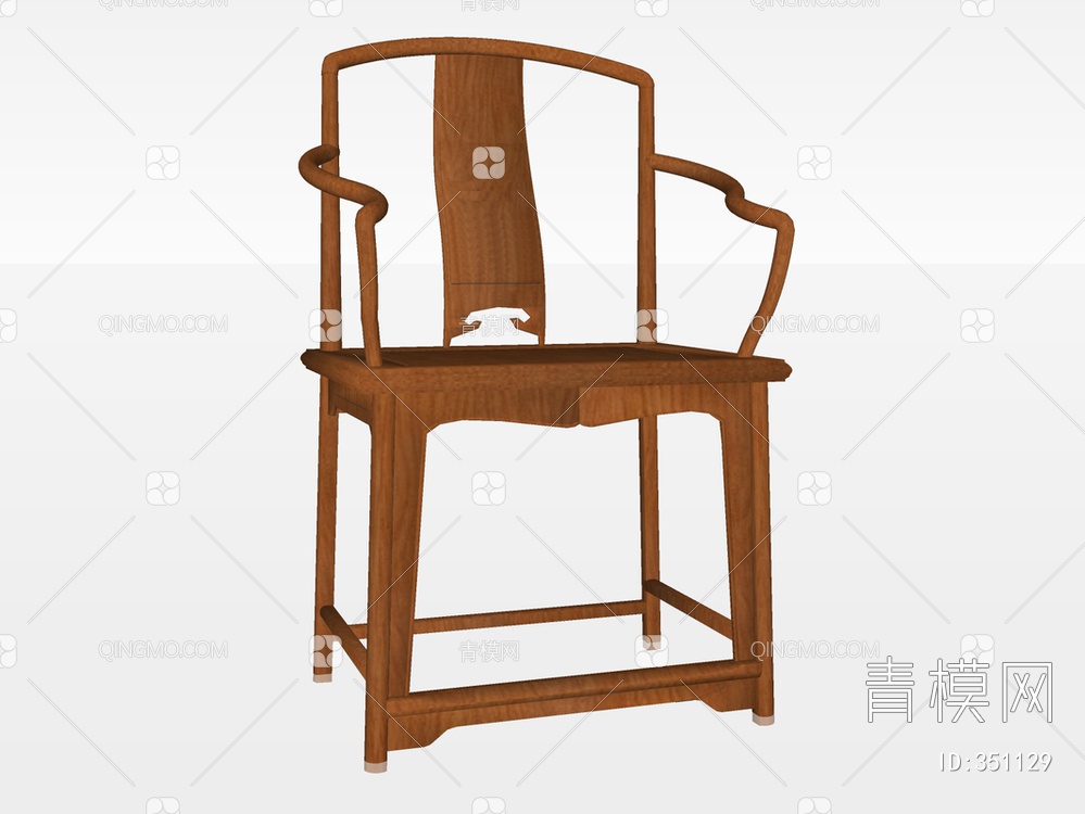 实木单椅SU模型下载【ID:351129】