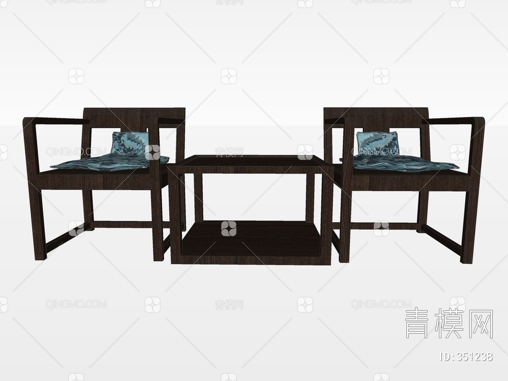 单椅茶几组合SU模型下载【ID:351238】