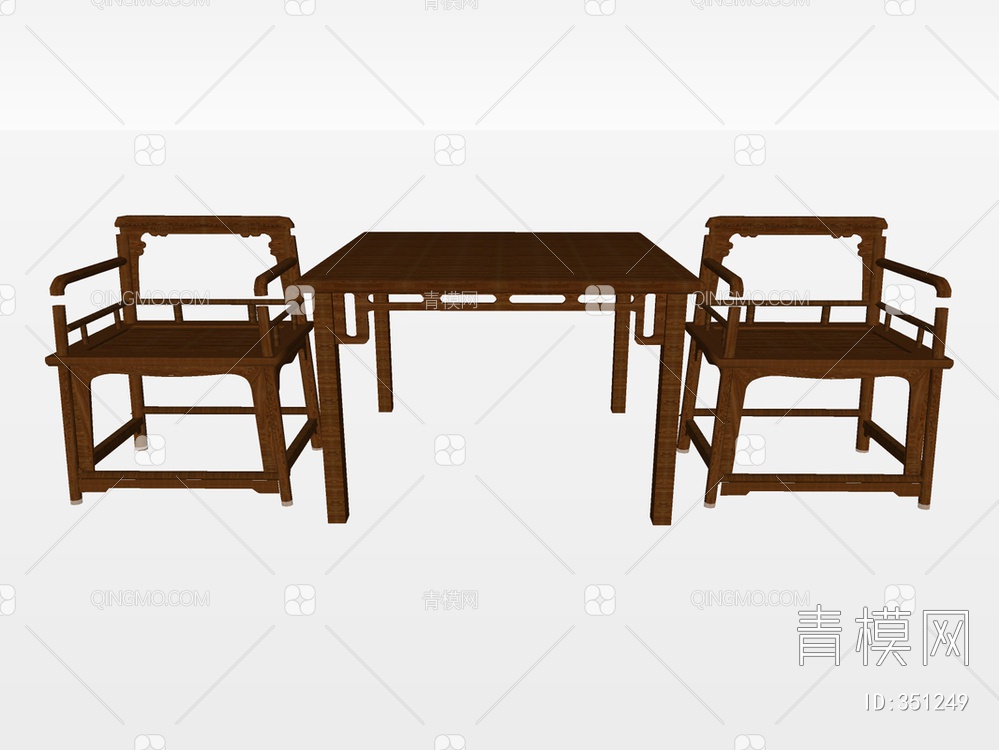 实木单椅组合SU模型下载【ID:351249】