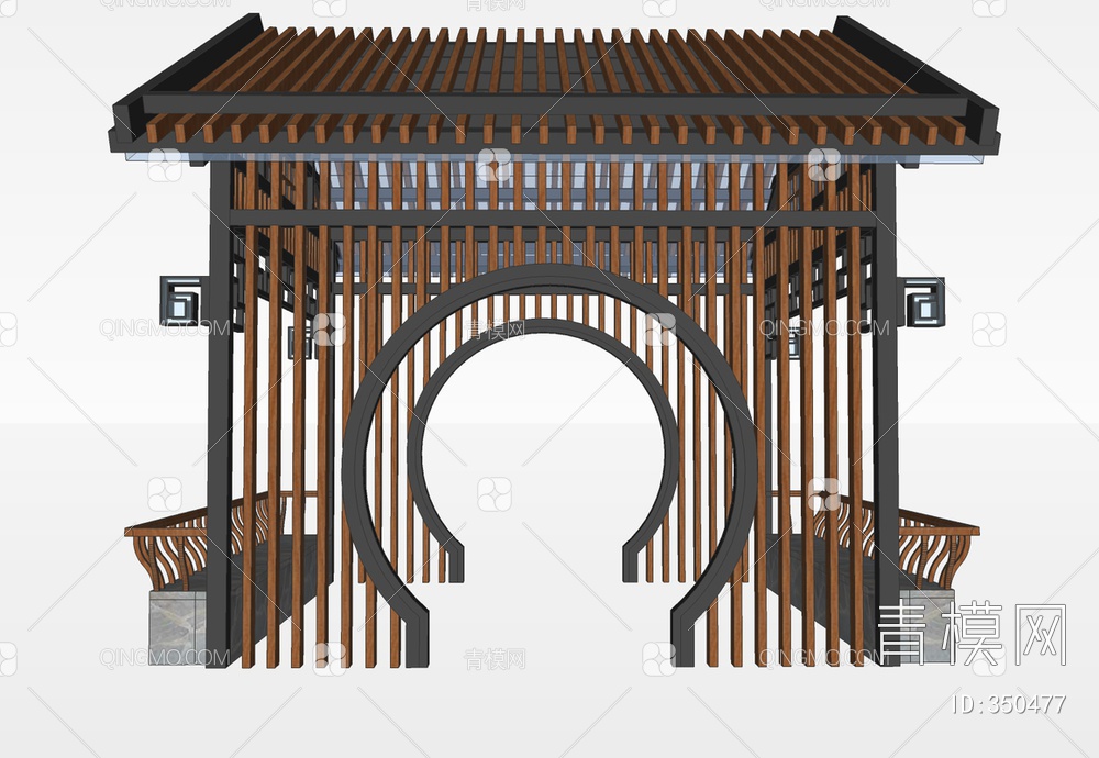 亭子廊架SU模型下载【ID:350477】