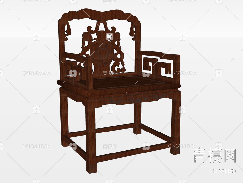 实木单椅SU模型下载【ID:351150】