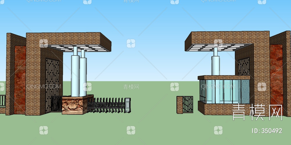入口大门SU模型下载【ID:350492】