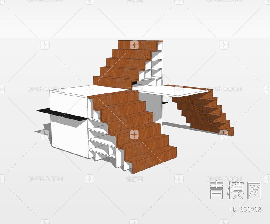 木质楼梯SU模型下载【ID:350938】
