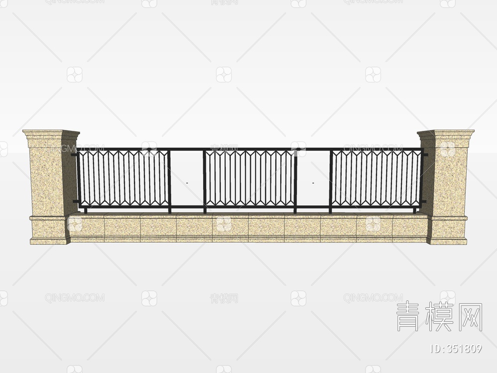 围墙栏杆SU模型下载【ID:351809】