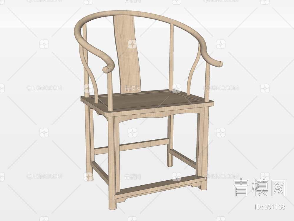 实木圈椅SU模型下载【ID:351138】