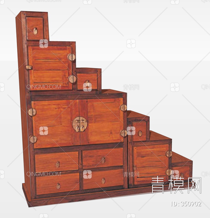 木质楼梯柜SU模型下载【ID:350902】
