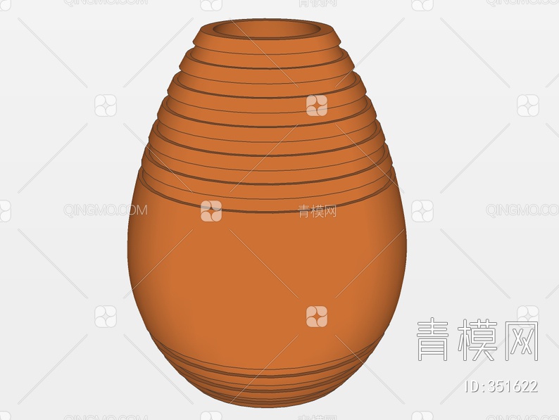 户外庭院红陶花盆SU模型下载【ID:351622】