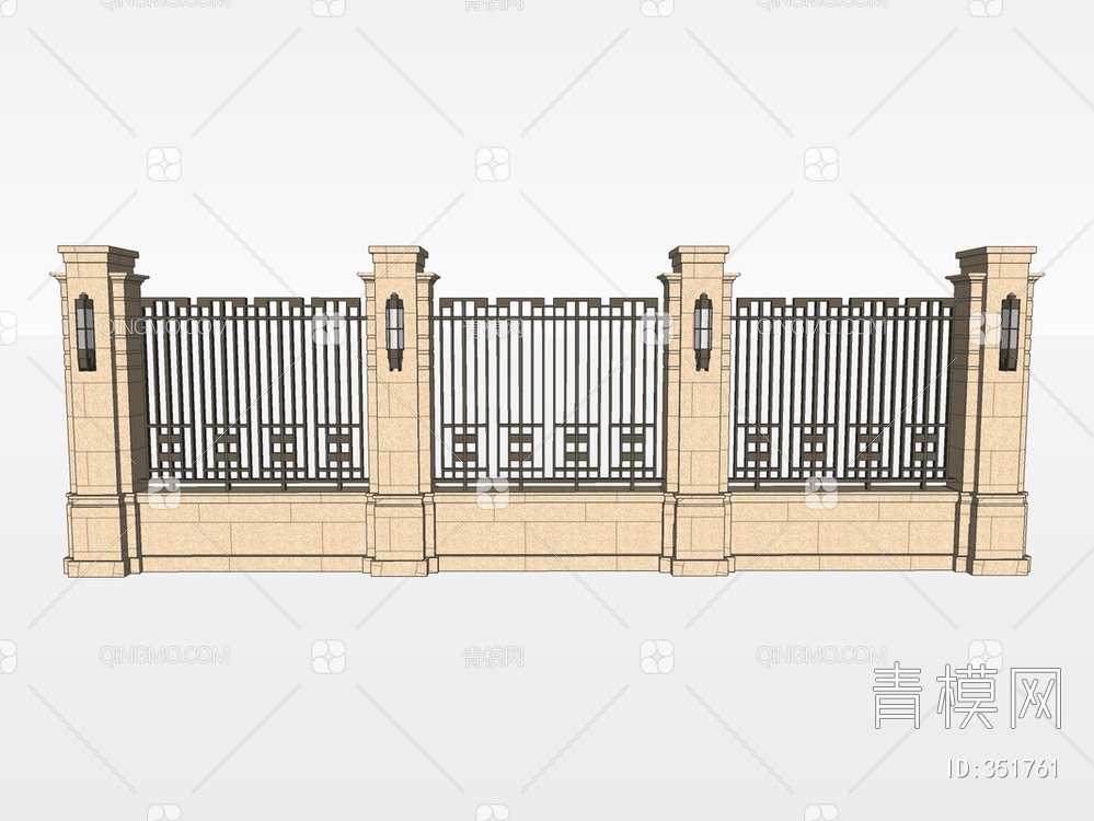 围墙SU模型下载【ID:351761】