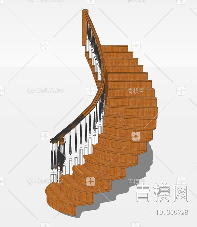 木质楼梯SU模型下载【ID:350928】