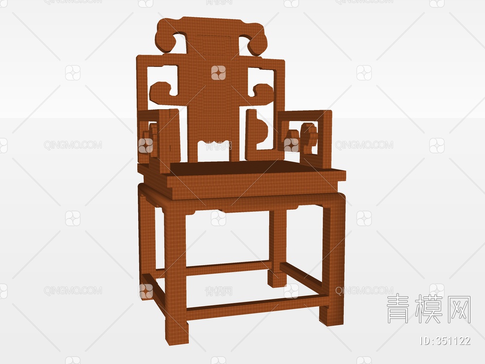 太师椅实木单椅SU模型下载【ID:351122】