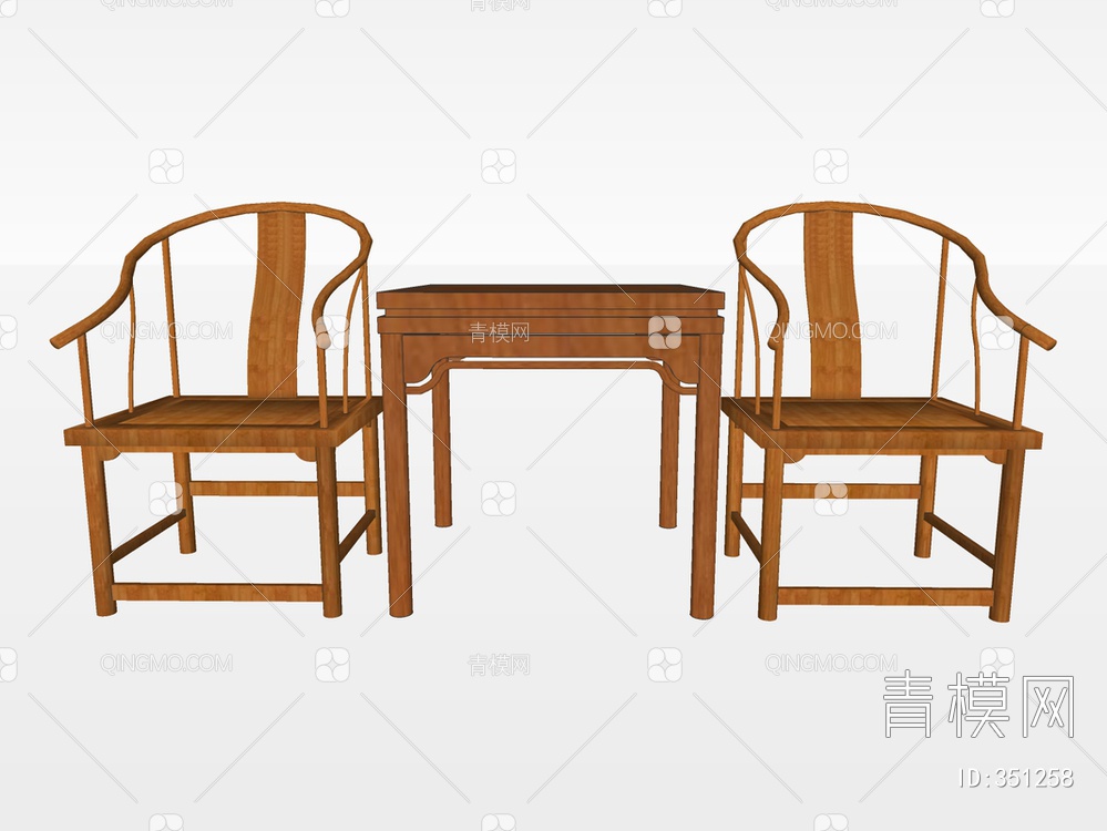 实木圈椅组合SU模型下载【ID:351258】
