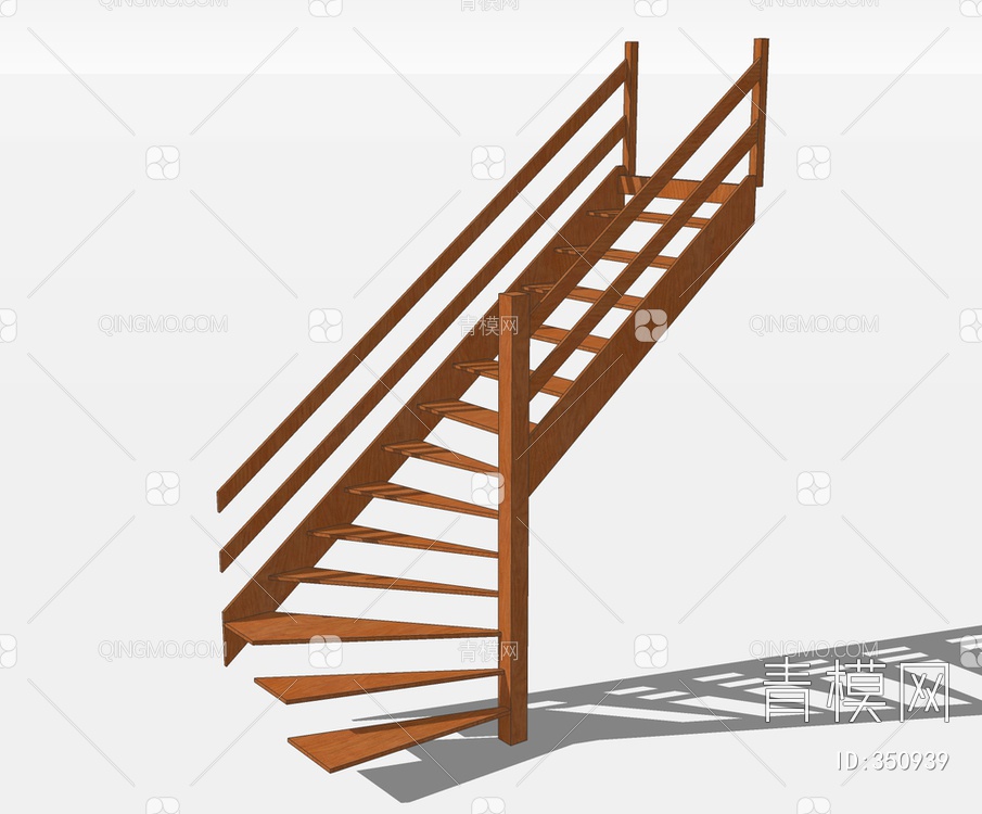 木质楼梯SU模型下载【ID:350939】