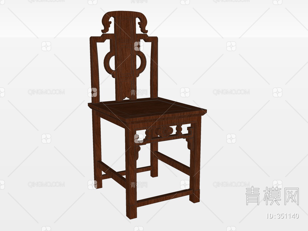 实木单椅SU模型下载【ID:351140】