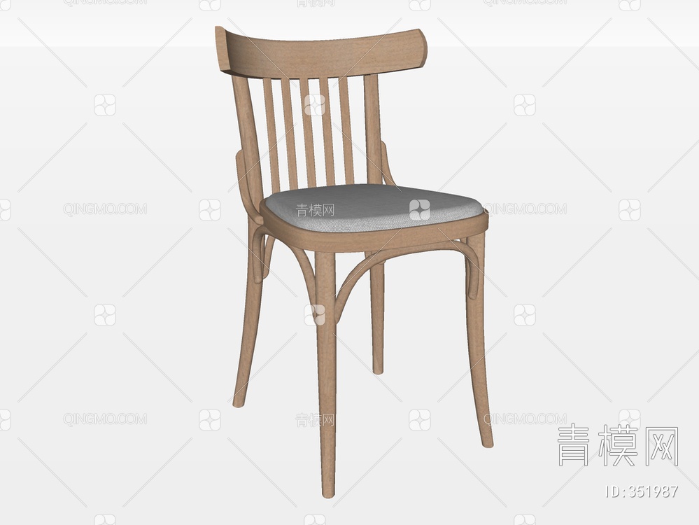 实木单椅SU模型下载【ID:351987】